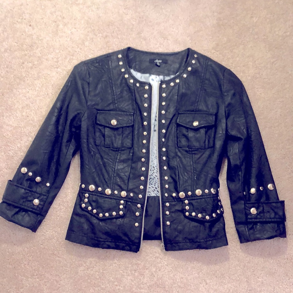 Sele faux leather jacket with gold stones- sz S